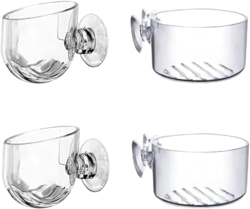 4 Pcs Aquarium Plant Pot Planter, Glass Fish Tank Plants Holder, Aquarium Decoration Plant Cup with Suction Cups for Fishes Tank Ornament Aquarium Décor Plastic Plants Fish and Aquatic Pets