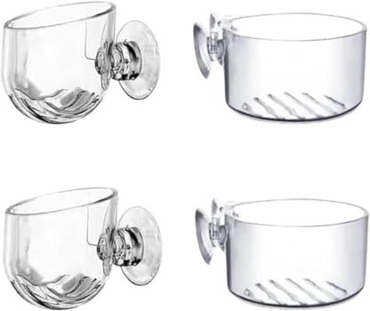 4 Pcs Aquarium Plant Pot Planter, Glass Fish Tank Plants Holder, Aquarium Decoration Plant Cup with Suction Cups for Fishes Tank Ornament Aquarium Décor Plastic Plants Fish and Aquatic Pets
