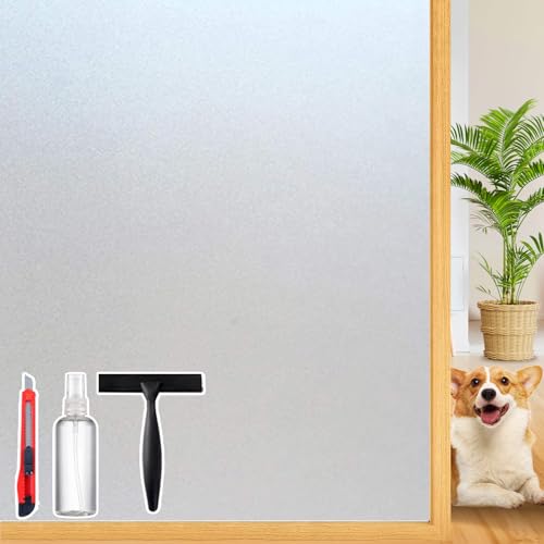 Frosted Glass Window Privacy Film Decorative, Bathroom Window Privacy Film for Glass Windows Cover, Static Cling, Removable, Reusable, Anti-UV, Anti-Glare, Heat Blocking, 17 by 78 inch - color: White, size: 17 Inch * 78 Inch