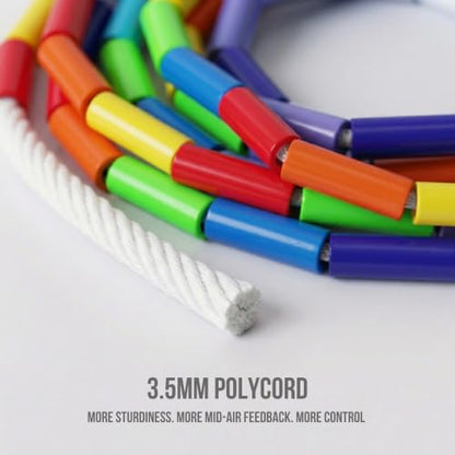 Elevate Rope Beaded Jump Rope, 1 in Beads, 10 ft Adjustable, Segmented - color: Rainbow
