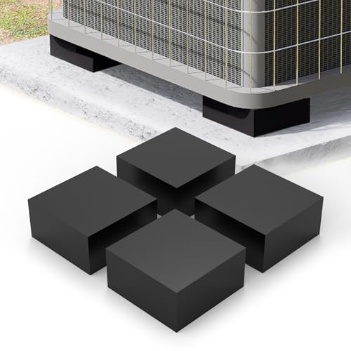 4 Pack Rubber Anti Vibration Pads, 4'' X 4'' X 2" Non-Slip Vibration Isolation Pads for Central Air Conditioner Outdoor Unit, HVAC, Air Compressor, Lift the Unit Off Ground