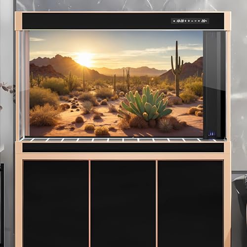Reptile Habitat Background Sunset Desert Tank Decors Saguaro Cactus Arid Mountain Range Terrarium Background Cacti Sand Dunes Aquarium Background Desert Mountain Fish Tank Background 30x12in