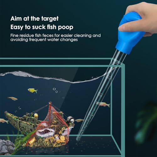 Water Changer for Fish Tank | 30ml Long Syringe Tube, Manual Liquid Dropper, PVC Construction | Easy Cleaning, Egg and Carat Transfer, Durable Lightweight Tool | Multifunctional Aquarium Feeder - color: Blue(28CM)