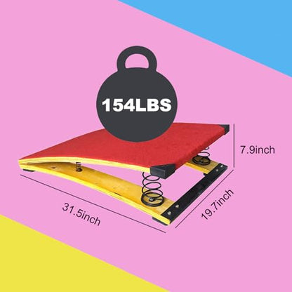 Gymnastics Springboard, Vault Training Springboard for Kids with Rubber Anti-Slip Mat Base, for Gymnastics Training, Home, Pool and Outdoor Exercise - size: 4 Springs-31.5"L x 19.7"W