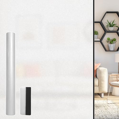 Frosted Glass Window Privacy Film - Heat Control Sun UV Blocking，Removable, Reusable, Opaque, Non Adhesive Static Cling Glass Stickers Door Coverings Decals for Bathroom Home Office - size: 17.5" x 157.5"