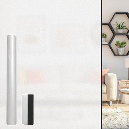Frosted Glass Window Privacy Film - Heat Control Sun UV Blocking，Removable, Reusable, Opaque, Non Adhesive Static Cling Glass Stickers Door Coverings Decals for Bathroom Home Office - size: 17.5" x 157.5"