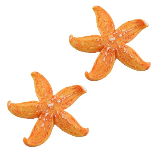 Polyresin Artificial Mini Starfish Decoration 1.7"x1.8" for Fish Tank Aquarium Landscape Decoration-2 pcs(Orange)
