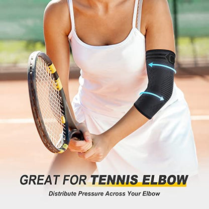 CAMBIVO 2 Pack Elbow Brace Compression Sleeve, Tennis & Golfer's Elbow - color: Black, size: Small