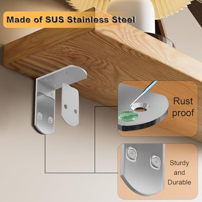 Alise 4Pcs Shelf Brackets White, Stainless Steel Floating Shelf Brackets Corner Brackets, L Brackets for Shelves, 90 Degree Angle Bracket, Heavy Duty Shelf Brackets for Wood Furniture (2.56X2.56 in)