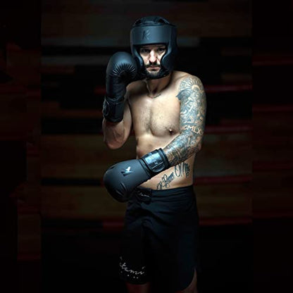 Kruzak Matte Black Boxing Gloves and Pads, Boxing Gloves Training Set for Kickboxing and Muay Thai MMA Training - Boxing Kit for Adults with Punching Pads for Martial Arts and Karate - size: 12 oz