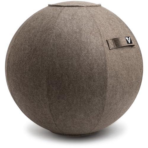 Sitting Ball Chair for Office and Home, Pilates Exercise Yoga Ball with Cover for Balance, Stability and Fitness, Ergonomic Posture Exercise Ball Seat with Handle and Pump - color: Gold brown