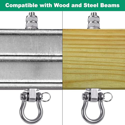 SELEWARE 2 Pcs Stainless Steel Bearing Swing Hangers Heavy Duty Swing Hooks | 5" x M2/5" Swing Bolt for Wood and Steel Beam, Swing Sets Hardware for Hammock, Yoga, Porch Swing, Heavy Bag, 1500LB Capacity - color: 2 Pack Bearing Hangers (5" X M2/5" Threade