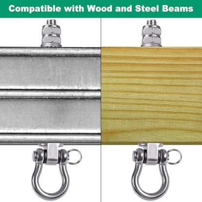 SELEWARE 4 Pcs Stainless Steel Bearing Swing Hangers Heavy Duty Swing Hooks | 5" x M2/5" Swing Bolt for Wood and Steel Beam, Swing Sets Hardware for Hammock, Yoga, Porch Swing, Heavy Bag, 1500LB Capacity - color: 4 Pack Bearing Hangers (5" X M2/5" Threade