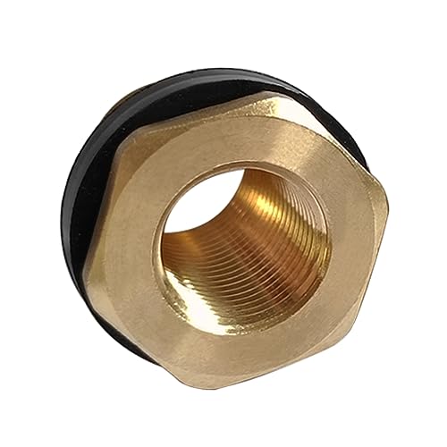 Brass Bulkhead Fitting 1/2" Female x 3/4" GHT Male with Plug, 1PCS | Fit for 1" ID Hole to Install Include 3/4" GHT Female End Caps Garden Hose Water Tank Connector Compression Bulkhead Fittings - size: 1 Set, style: with End Caps