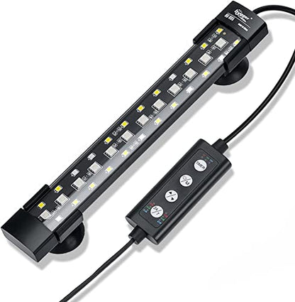 hygger 24/7 Mode Submersible Aquarium LED Light, Full Spectrum Hidden Fish Tank Light with 3 Rows Beads 7 Colors Auto On Off Sunrise-Daylight-Moonlight, Adjustable Timer Brightness - size: 15.9in 10W