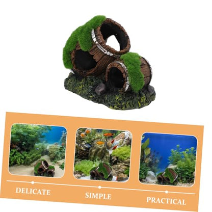 TOYANDONA Resin Barrel Fish Tank Decor Realistic Aquarium Hideout for Betta Shrimp Cichlids Durable Prop for Natural Layout Sturdy Fish Cave Rustic Style