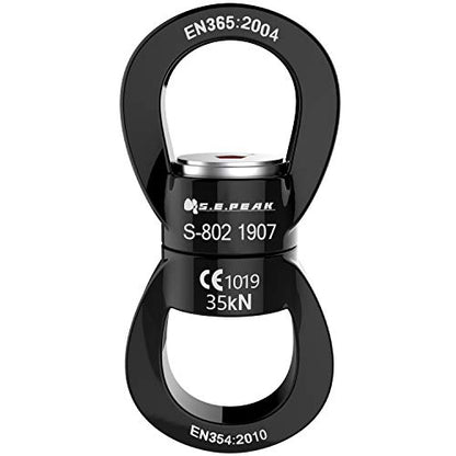 PROND Swing Swivel 35kN Safest Rotational Device, Swing Spinner, Carabiner Swivel, Climbing Rope Swivels for Children’s Web Tree Swing Setting, Aerial Dance, Hanging Hammock - color: A - Black