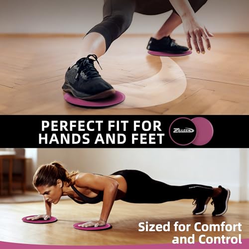 ZILLEEN Exercise Sliders for Working Out Pilates Fitness Discs 2pcs - color: Pink