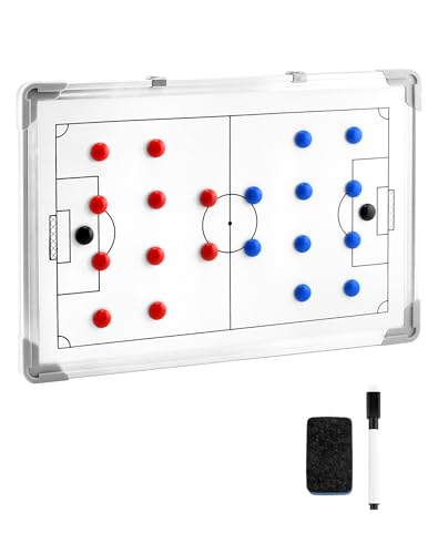QWORK Double-Sided Tactical Soccer Coaching Board, Magnetic Soccer Coaching Board, Aluminum Frame, Complete Accessories Set