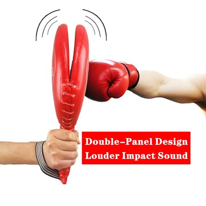 Boxing Paddles, Boxing Pads, Two-Panel Target, Louder Impact Sound - color: RED
