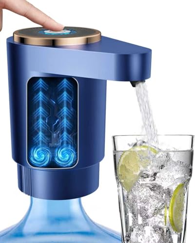 Water Jug Pump for 5 Gallon Bottle – Portable Electric USB-C Charging Dispenser, Dual Powerful Motors, Fast Flow, Fits 2-5 Gallon Jugs – Ideal for Home, Office, Camping, RV, Blue - color: Blue