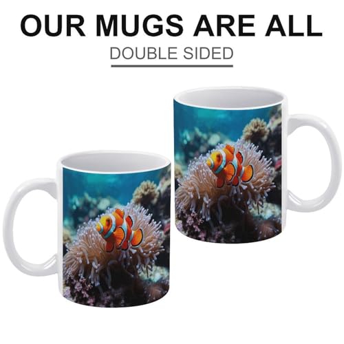Changing Magic Coffee Mug Heat Sensitive Porcelain Tea Cup Morphing Mugs Clown Fish Printed Color Changing Coffee Mug Heat Activated