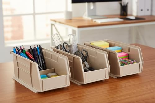 HE HUDSON EXCHANGE 11" x 5.5" x 5" Plastic Stackable Storage Bin, Stone - color: Stone, size: 1 Pack
