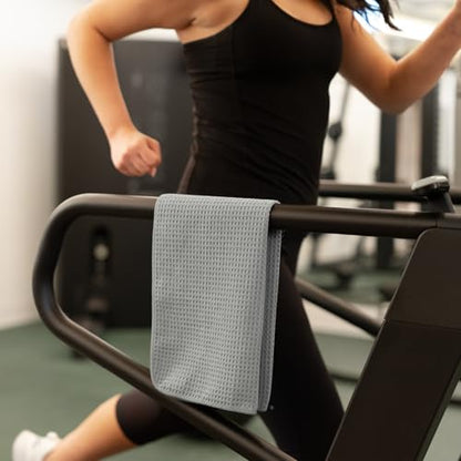 S&T INC. Microfiber Gym Towels, 6 Pack, 16" x 27" - color: Honeycomb Grey