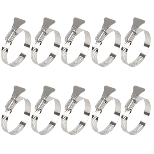 10 Pack Hose Clamp Stainless Steel Adjustable 2" ~ 3" （52-76mm）Worm Gear Fuel Line Clamp Thumb Screw Key Type For Dryer, Automotive and Mechanical Applications - size: 2" ~ 3" （52 - 76mm）