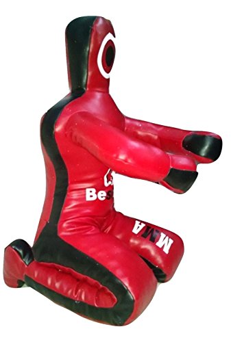 Bestzo MMA Jiu Jitsu Judo Grappling Dummy Synthetic Leather Red Sitting Position -Unfilled - size: 70 inches (6 ft)