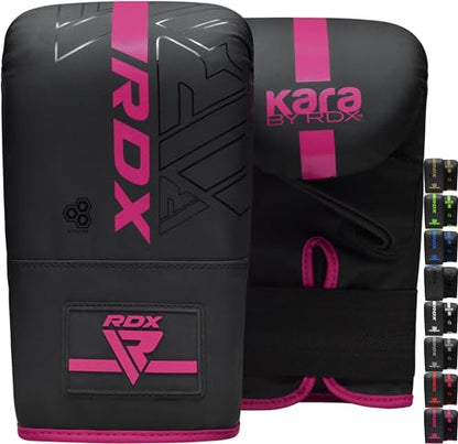 RDX Bag Gloves Boxing Punching Mitts, Maya Hide Leather, Padding, Ventilated Palm, MMA Heavy Punch Training, Muay Thai Kickboxing Focus Pads Double End Speed Ball Workout, Adult Men Women - color: Pink