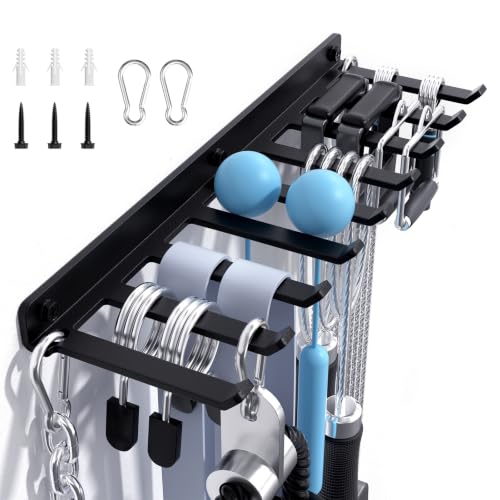 Home Gym Accessories Storage Rack Wall Mount with Heavy Duty Hooks | Home Gym Equipment Storage Rack for Resistance Bands,Cable Attachments,Lifting Belts,Jump Ropes,Chains - size: Medium 1 Pack