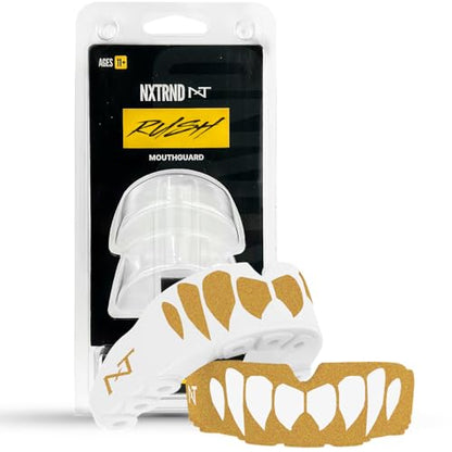 2 Pack Nxtrnd Rush Dual Layer Mouthguard, Custom Fit Sports Mouthpiece for Football, Boxing, MMA, Basketball, Hockey, Lacrosse, Youth & Adult (Gold) - color: Gold