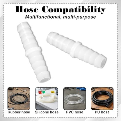 6 Pcs Plastic 3/8 Barb Fitting, 3/8" x 3/8" Barbed Hose Connector Barbed Splicer 3/8 Hoses Repair Kits Soaker Hoses Repair Kit for Household Fuel Adapters Gas Aquarium Liquid Repairing