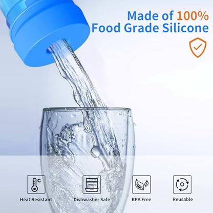 3 and 5 Gallon Water Jug Cap, Reusable Food Grade Silicone Replacement Cover for 55mm Opening Water Jug Lid, Non Spill Water Bottle Caps - pack of 3