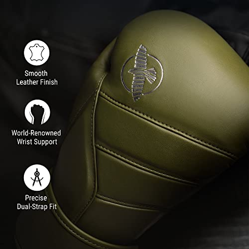 Hayabusa T3 Kanpeki Leather Boxing Gloves - color: Green, size: 14oz