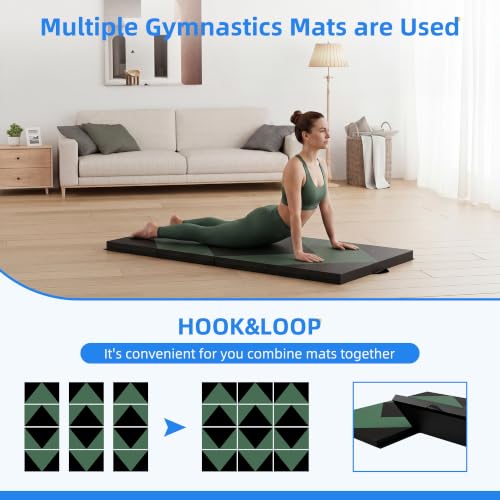 Polar Aurora 3'x6'x2 Thick Folding Gymnastics Exercise Mat Aerobics Stretching Yoga Mats - color: Green & Black
