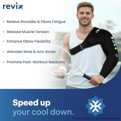 REVIX Arm Shoulder Ice Pack Rotator Cuff, Reusable Ice Sleeve, L | For Pitchers, Volleyball Players & Athletes, Eases Shoulder & Elbow Pain, Speeds Throwing Recovery with Gel Cold Packs - style: Large