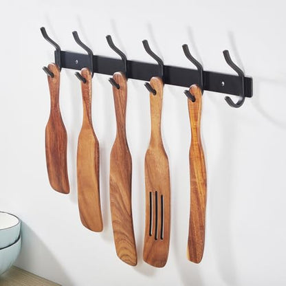 Coat Rack Wall Mount with 6 Hooks, 17 Inch Black Wall Hooks, 2 Packs - color: Black, size: 6 Hooks 2 Pieces