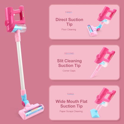 Kids Vacuum Cleaner Toy for Toddlers - Toy Vacuum Set Pretend Role Play Household Toys with Sound Effects for Age 3+ Boys Girls Learning Toys Birthday - color: Vacuum Set