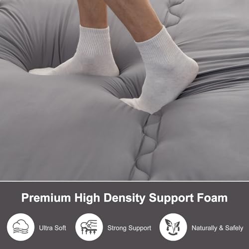 Japanese Floor Mattress, Thicken 4" Japanese Futon Mattress, Foldable & Portable Shiki Futon (shikibuton), Roll Up Thicken Sleeping Tatami Mat Sleeping Pad for Camping (Grey, 39 x 80)