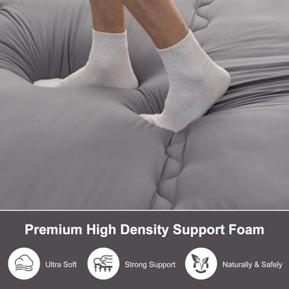 Japanese Floor Mattress, Thicken 4" Japanese Futon Mattress, Foldable & Portable Shiki Futon (shikibuton), Roll Up Thicken Sleeping Tatami Mat Sleeping Pad for Camping (Grey, 39 x 80)