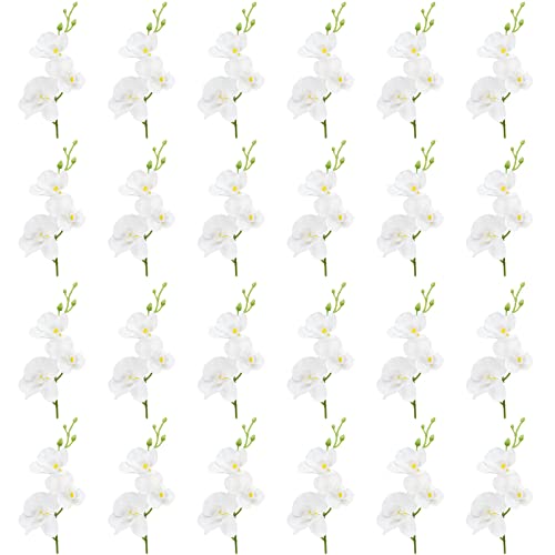 24 PCS White Orchids Artificial Flowers, Mini Cream Floating Flowers Filler Vase Fillers for Floating Candles Wedding Centerpiece Table Party Home Restaurant Decoration - size: 24 PCS Artificial Mini Orchids