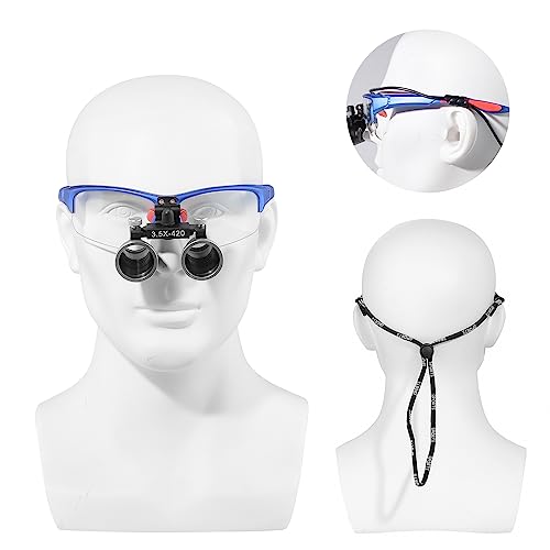 3.5x420MM Angle Adjustable Binocular Loupes Magnifier Glasses Loupes with Cloth Case (Blue) - color: Blue