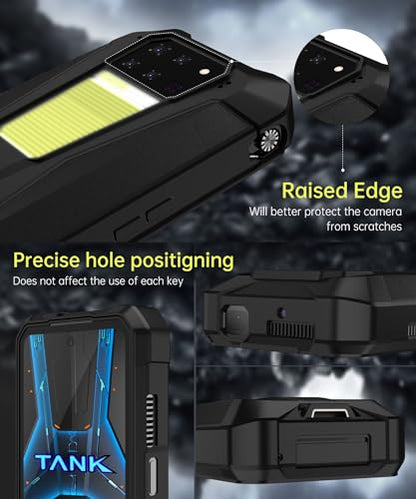 8849 Tank 3 Pro Phone Case, Anti-Slip Soft Silicone Protective Case Cover Black, Shockproof Durable TPU Phone Cover for Tank 3 Pro(with 2-Pack Screen Protector)