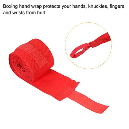 PATIKIL Boxing Hand Wrap Elastic Martial Arts Fist Bandages for Thai Kickboxing - color: Red