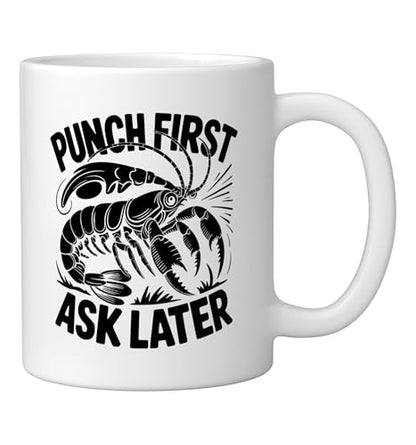 Colorful Mantis Shrimp Portrait Marine Aquarium Keeper Ceramic Mug, White - color: White