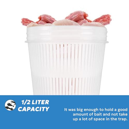 Plastic Vented Bait Jar Cup 1/2 Liter with Lid, White