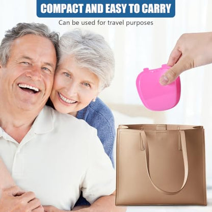 KISEER Pink Denture Bath Case Cup Box Holder Storage Soak Container with Strainer Basket for Travel Cleaning - color: Pink