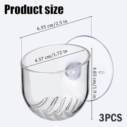 KABASI 3 Pack Aquarium Plant Holder Pot, Red Worm Fish Shrimp Feeder, Clear Acrylic Aquatic Plant Cup with Suction Cups for Home Fish Tank Aquascape Decor